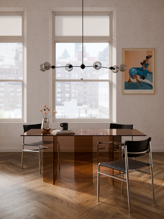 Anouk Dining Table in Glass, Measuring 180 x 90 cm