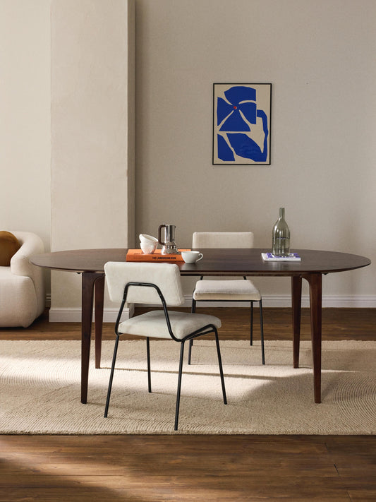 Archie Oval Dining Table in Mango Wood, Measuring 200 x 100 cm