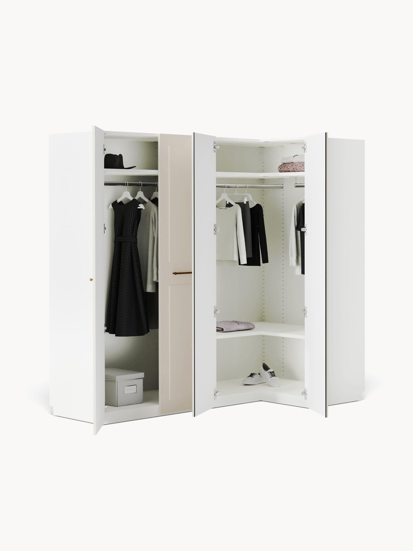 Charlotte Modular Corner Wardrobe in Various Sizes, 215 cm Wide