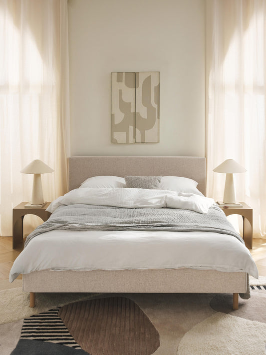 Giulia Upholstered Bed Frame on Wooden Feet