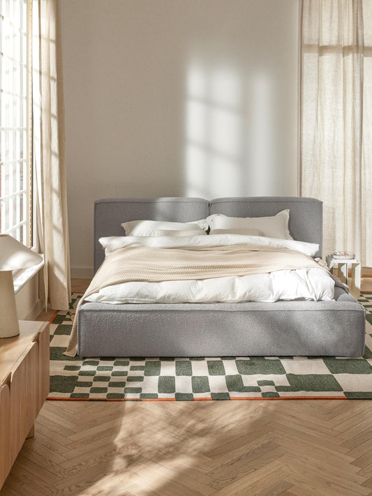 Lennon Bed in Bouclé, Upholstered