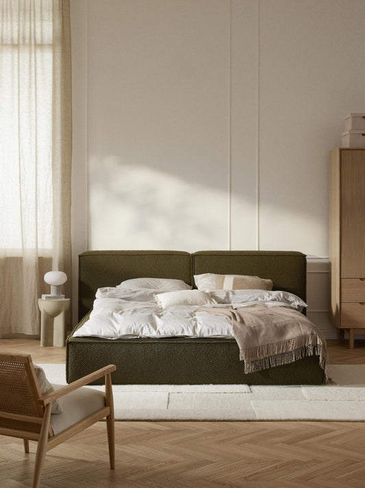 Lennon Upholstered Bed in Bouclé with Storage