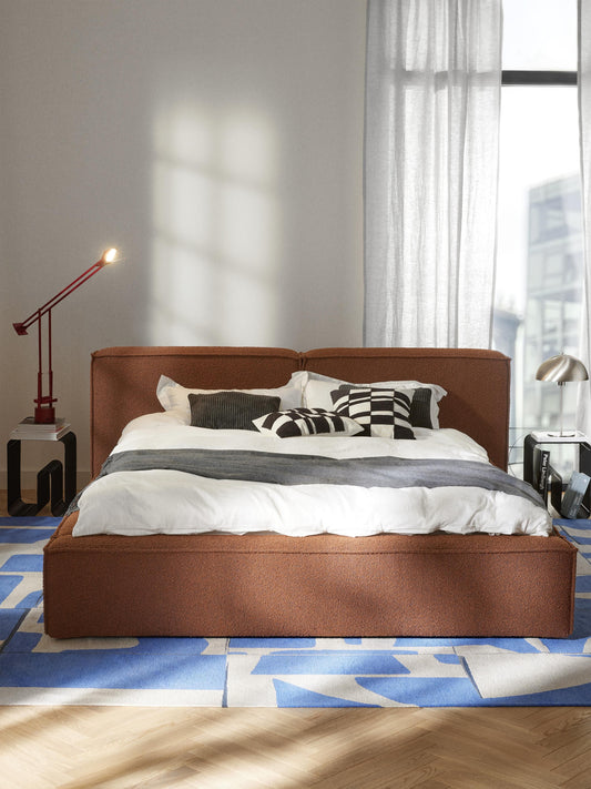 Lennon Upholstered Bed in Bouclé with Storage