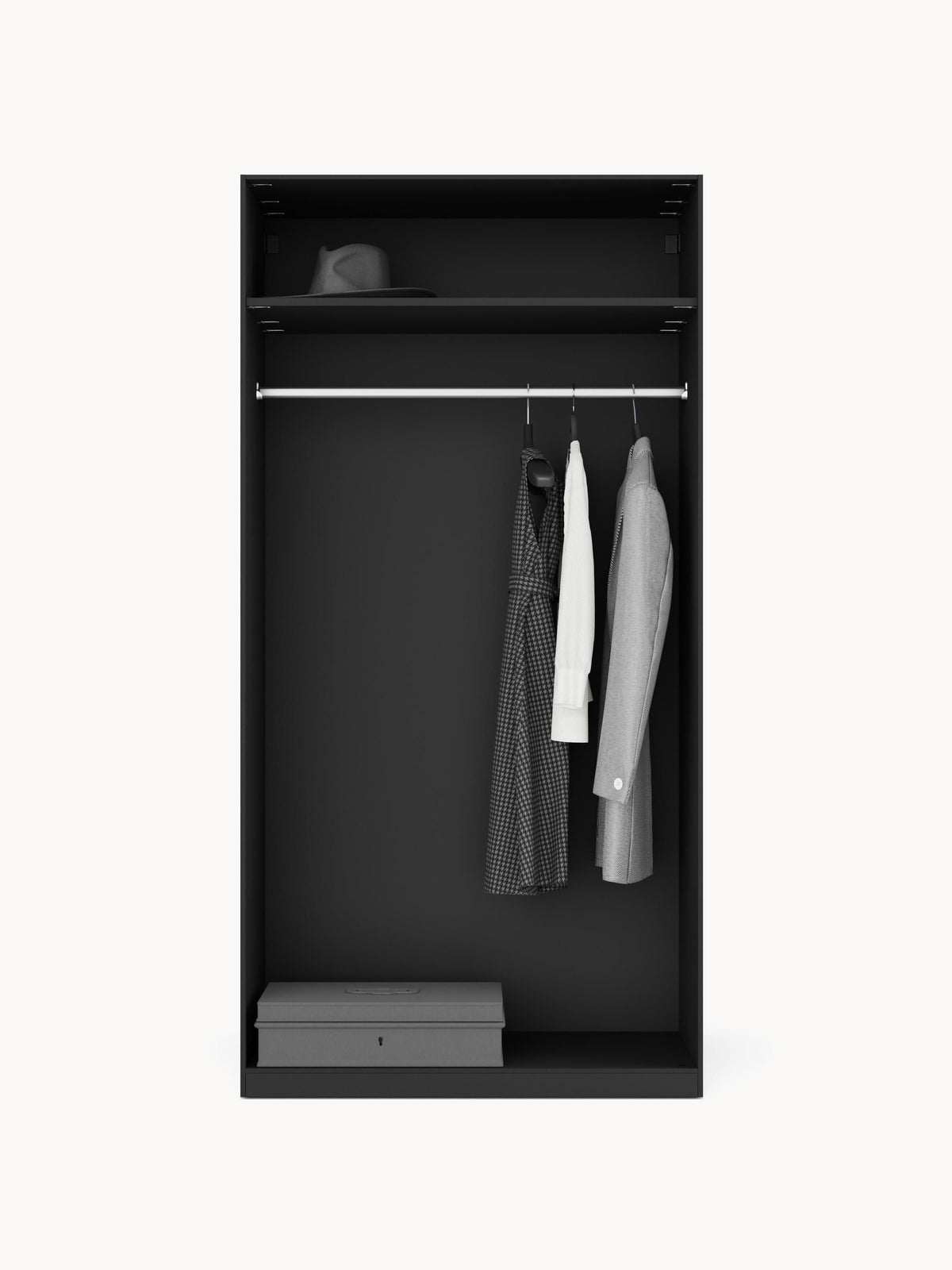 Leon Modular Hinged-Door Wardrobe in Various Sizes, 100 cm Wide