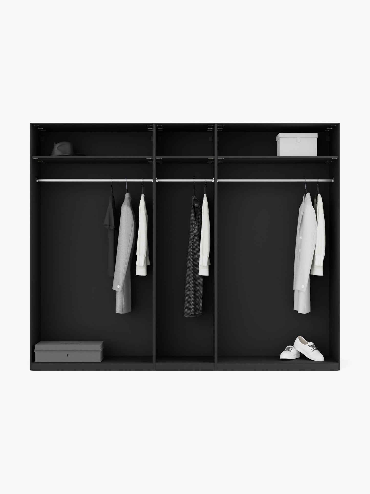 Leon Modular Wardrobe with Hinged Doors, in Various Sizes, 250 cm Wide