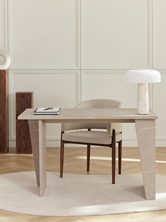 Liam Desk, Travertine-Look Finish