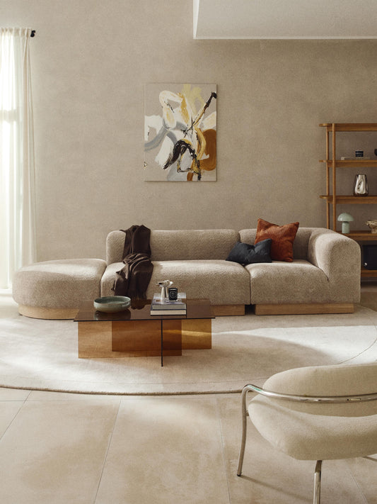 Natalie Ottoman with Stool, Modular, in Teddy Bouclé (Left/Right)