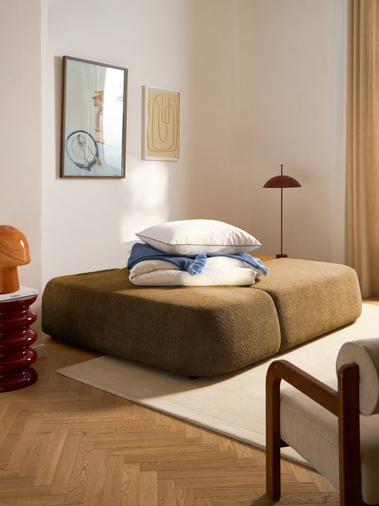 Pao Sofa Bed with Teddy Bouclé Cover and Storage