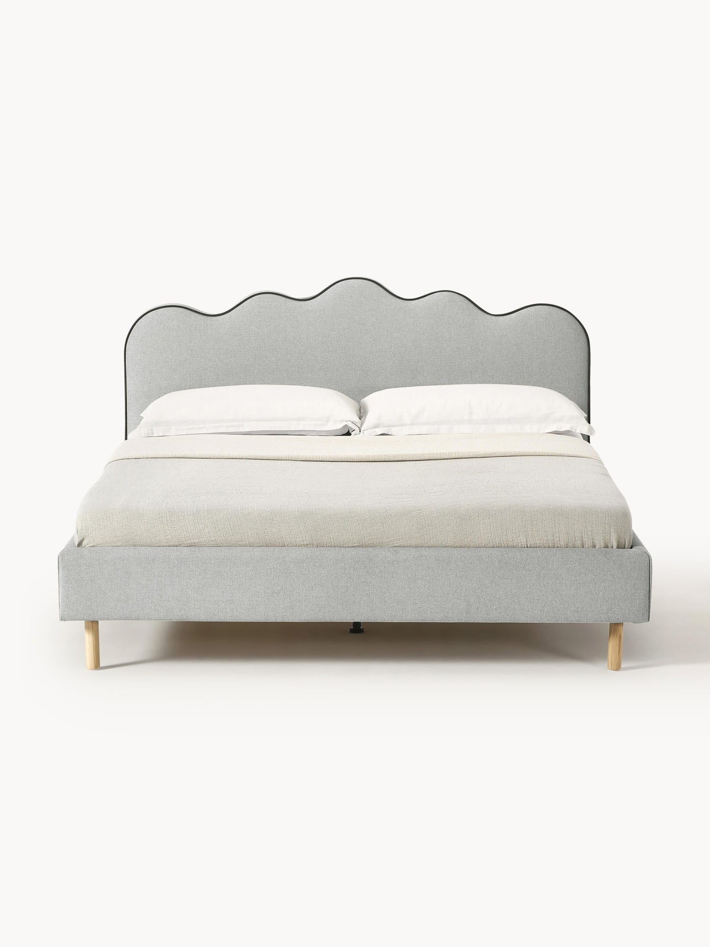 Romy Upholstered Bed Frame, Wavy Headboard