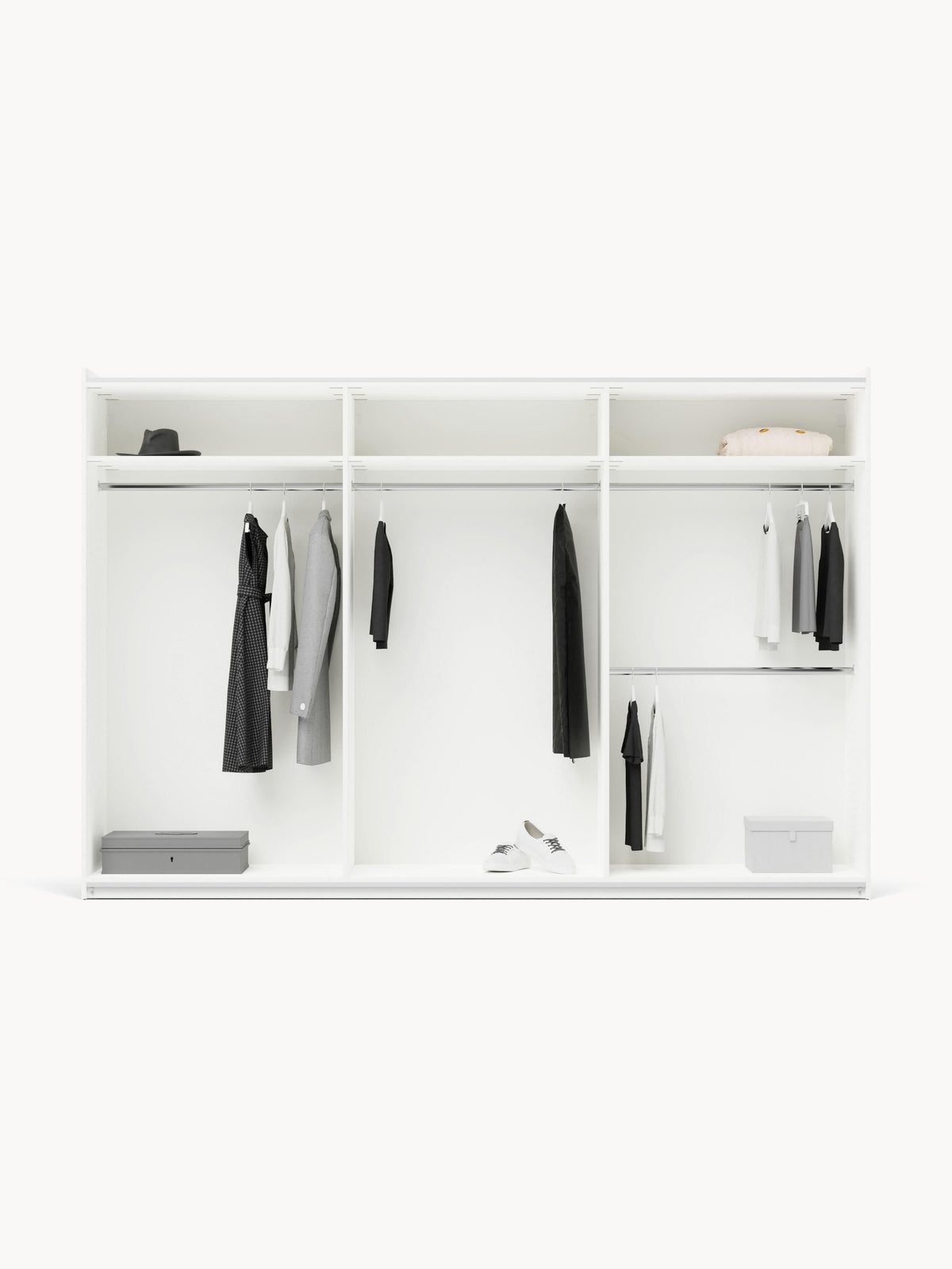 Simone Modular Sliding-Door Wardrobe in Various Sizes, 300 cm Wide