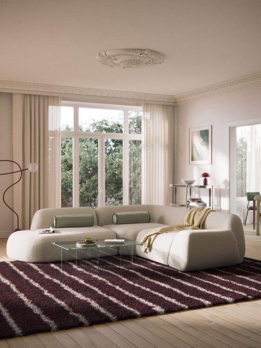 Wolke Bouclé Modular Corner Sofa (4-Seater) with Chaise Longue