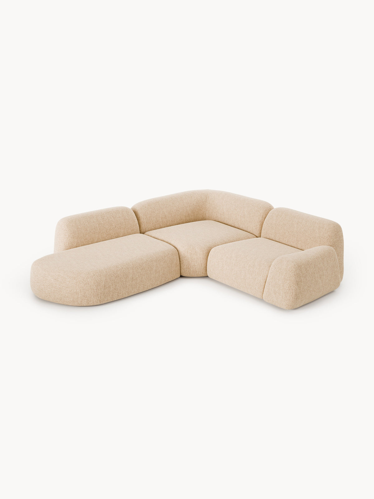 Wolke Bouclé Modular Corner Sofa (4-Seater) with Chaise Longue