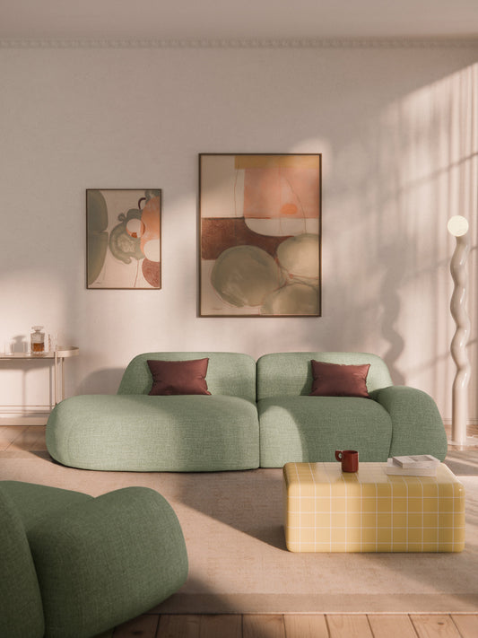 Wolke Modular Bouclé Chaise, 3-Seater
