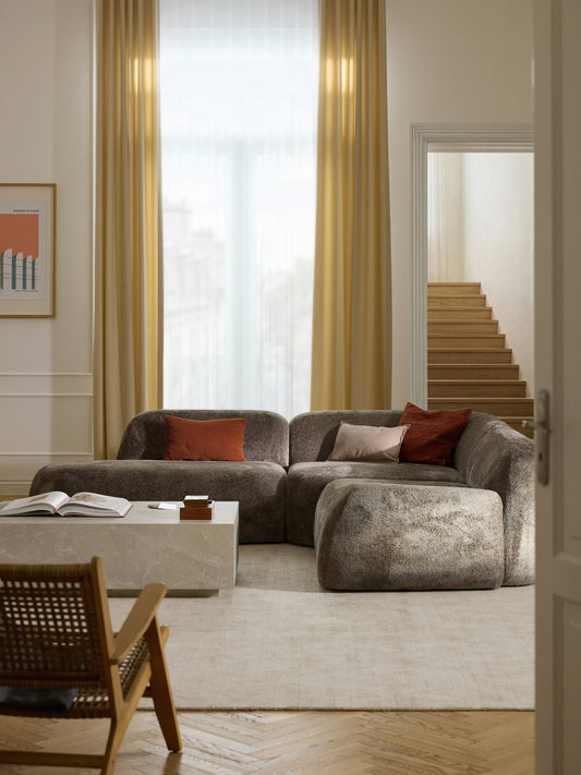 Wolke Teddy Bouclé Modular Corner Sofa (4-Seater) with Chaise Longue
