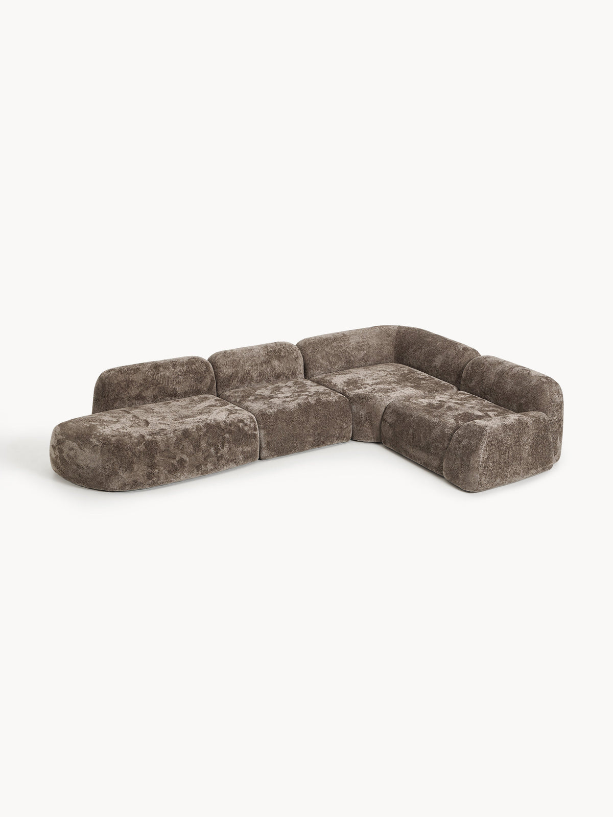 Wolke XL Modular Teddy Bouclé Corner Settee with Chaise Longue