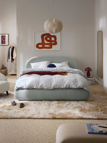 Alba Bed in Bouclé, Upholstered