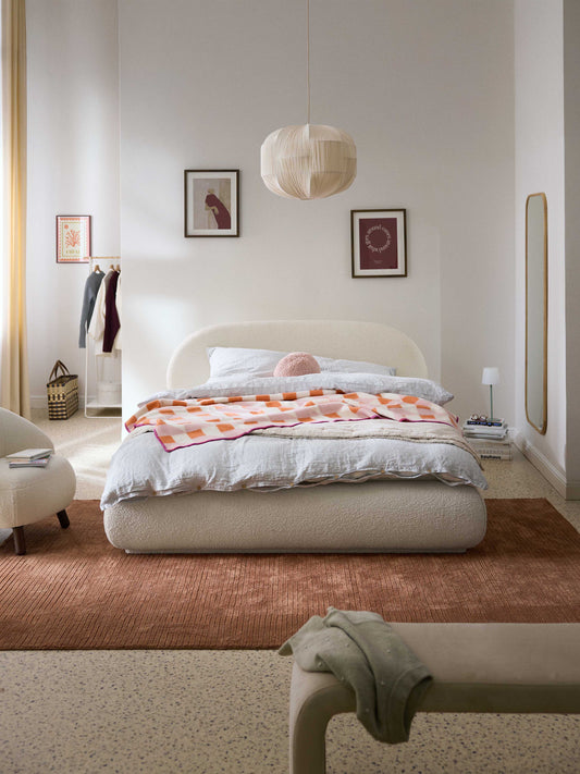 Alba Bed in Bouclé, Upholstered