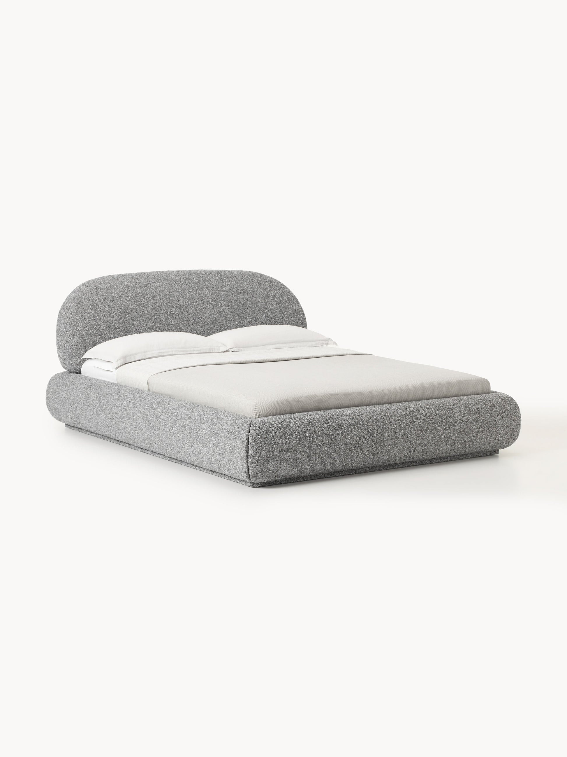 Alba Bed in Bouclé, Upholstered