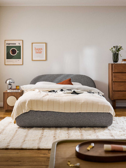 Alba Bed in Bouclé, Upholstered