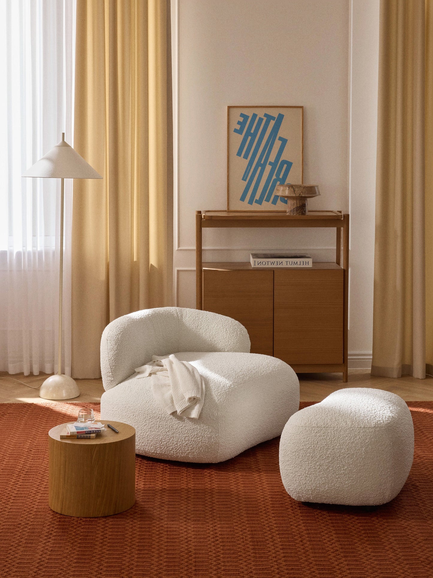 Alba Lounge Armchair with Bouclé Cover