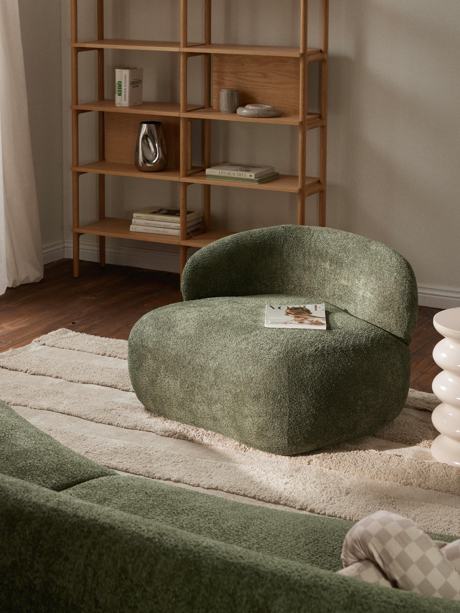 Alba Lounge Armchair with Teddy Bouclé Cover