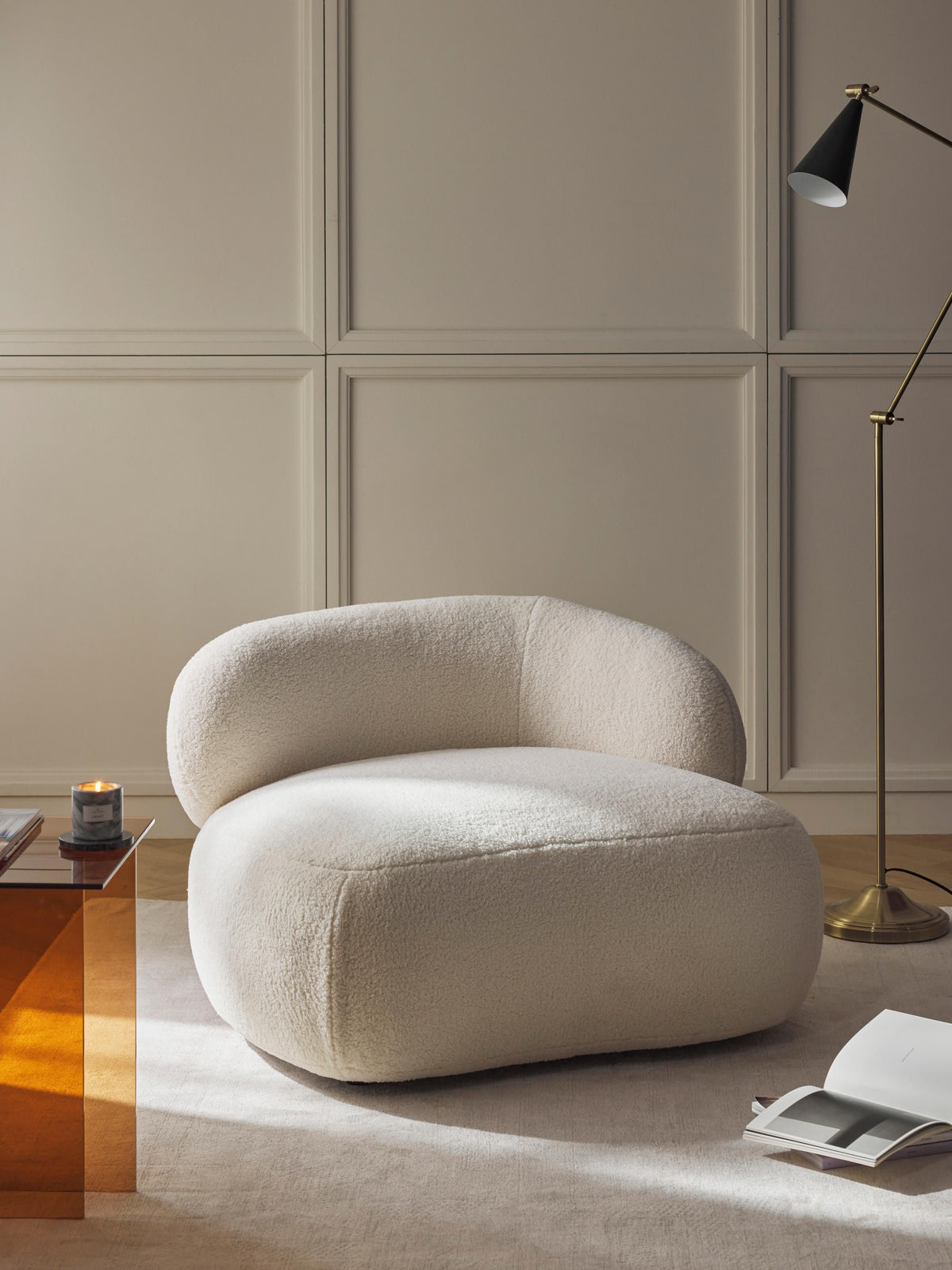 Alba Lounge Armchair with Teddy Fur Cover