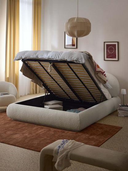 Alba Upholstered Bed in Teddy with Storage