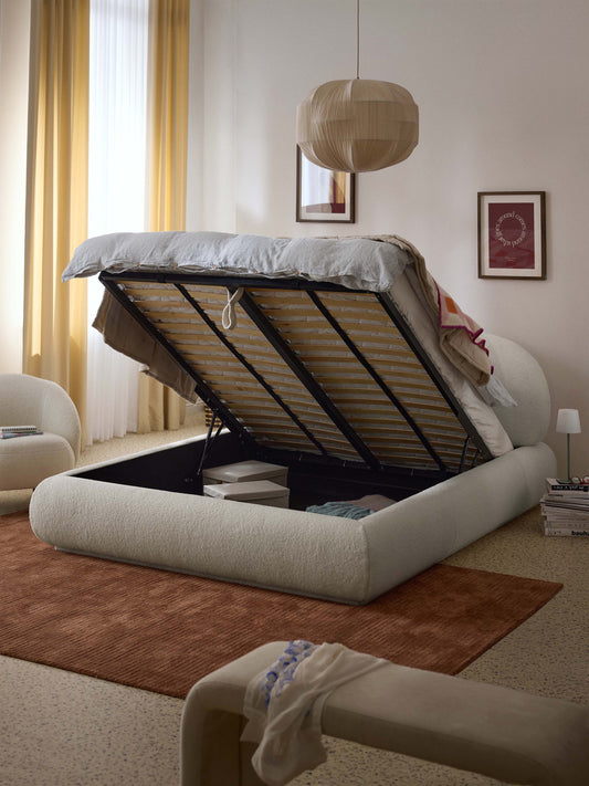 Alba Upholstered Bed in Teddy with Storage