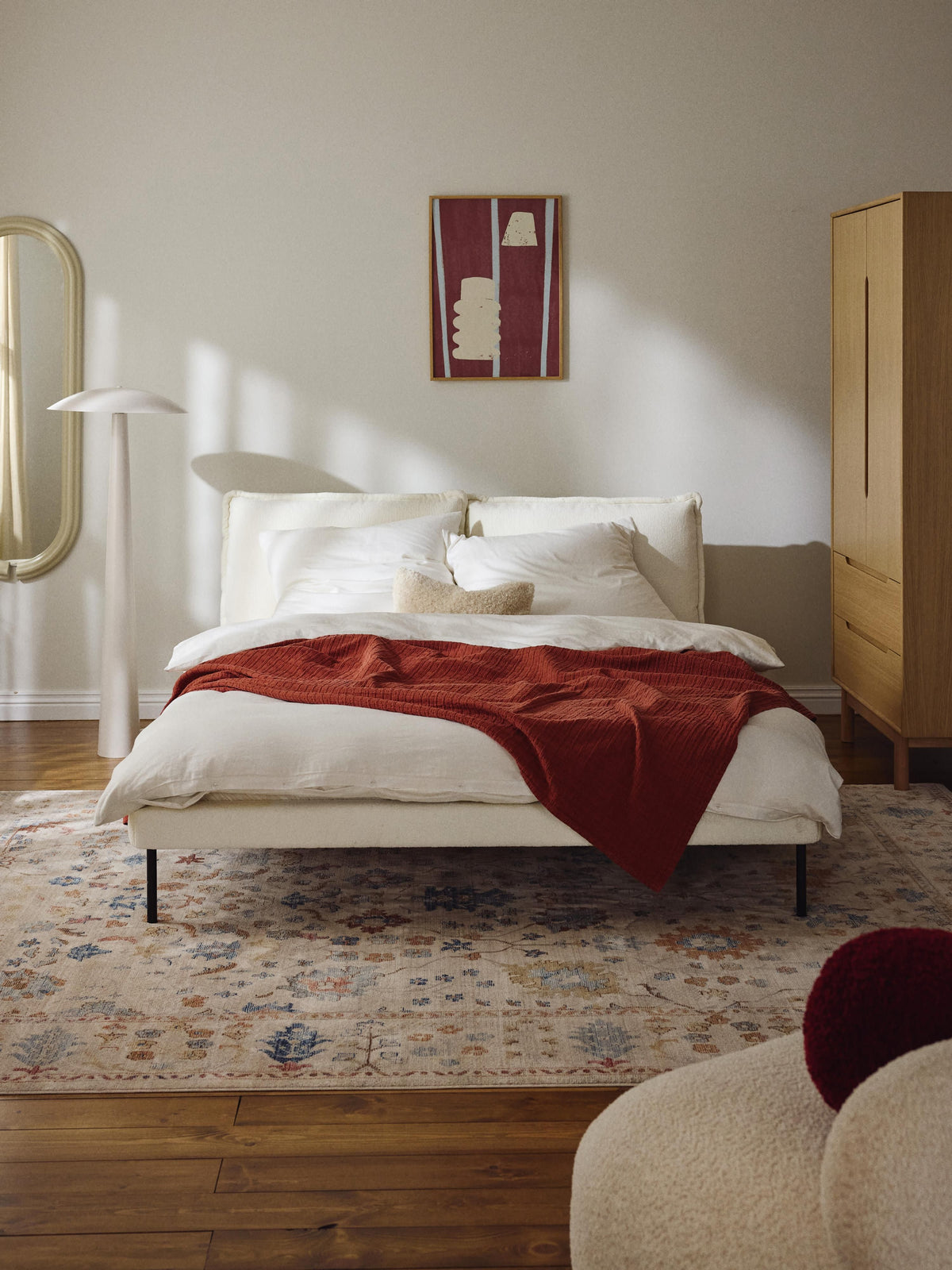 Amelia Bed in Teddy Bouclé, Upholstered