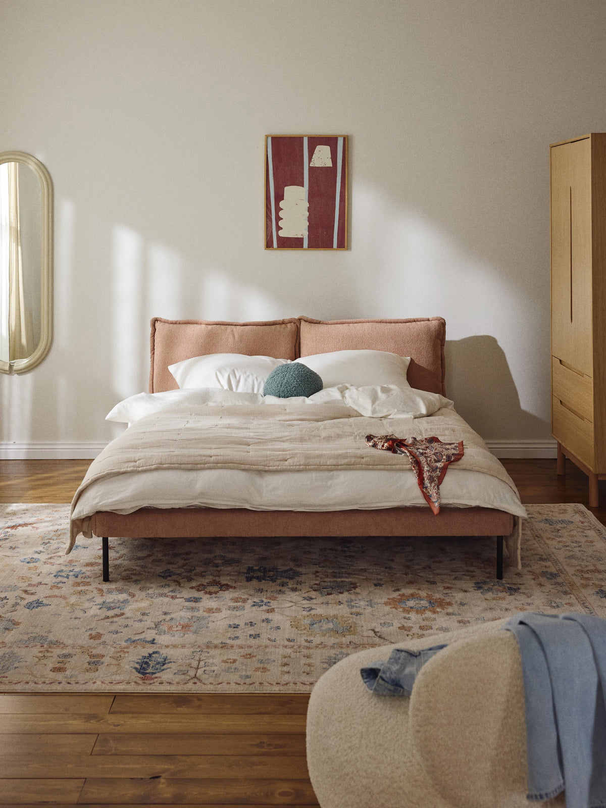 Amelia Bed in Teddy Bouclé, Upholstered