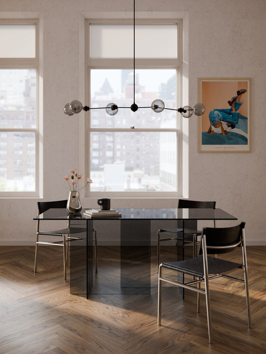 Anouk Dining Table in Glass, Measuring 180 x 90 cm