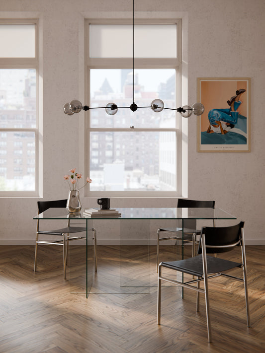 Anouk Dining Table in Glass, Measuring 180 x 90 cm