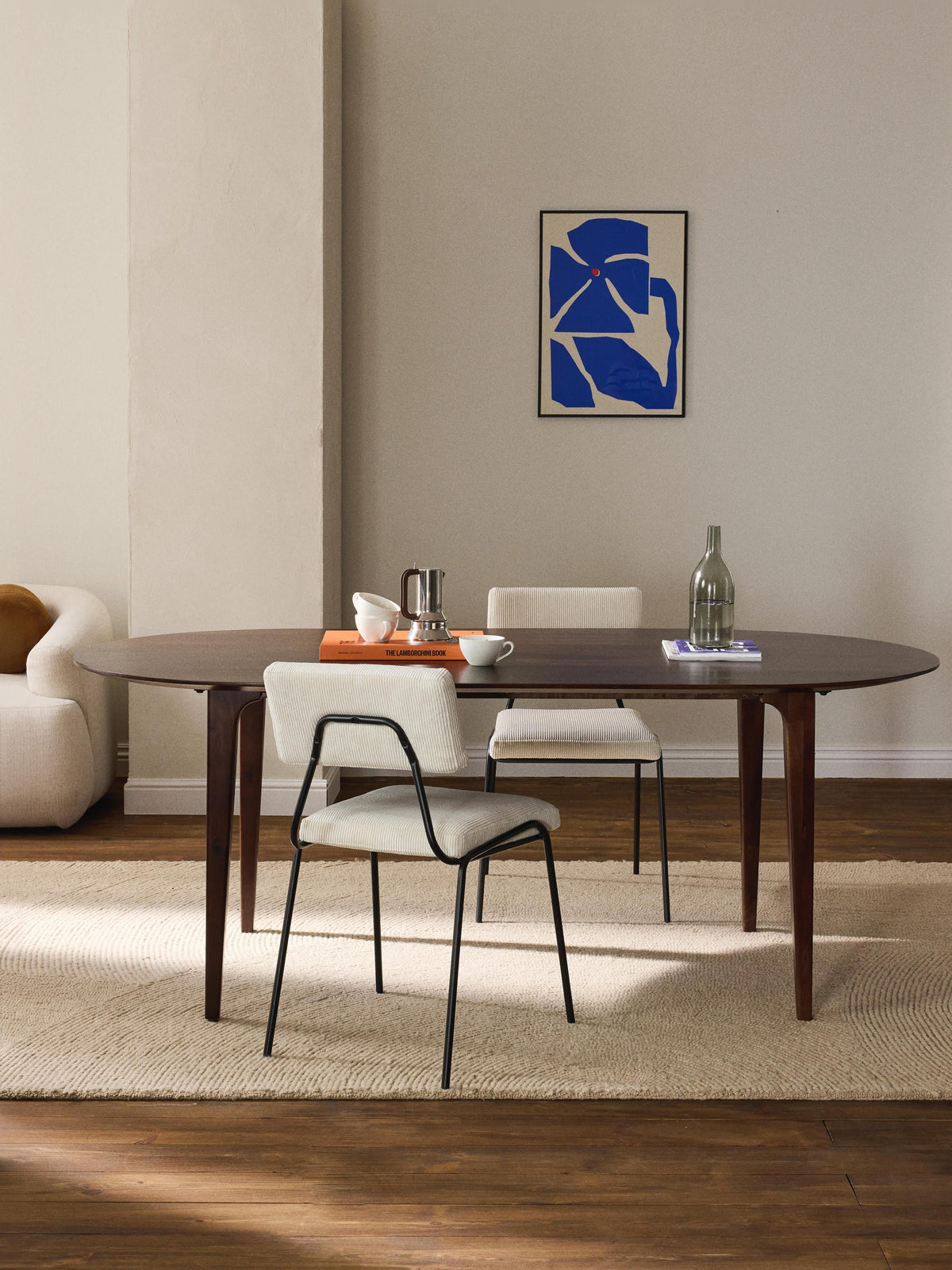 Archie Oval Dining Table in Mango Wood, Measuring 200 x 100 cm