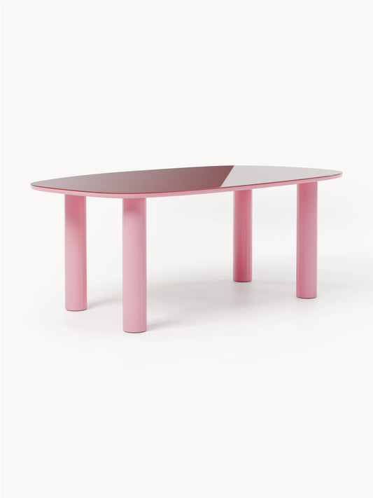 Beni Organic Dining Table with Glass Top, Measuring 200 x 110 cm