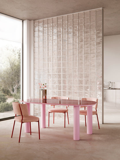 Beni Organic Dining Table with Glass Top, Measuring 200 x 110 cm