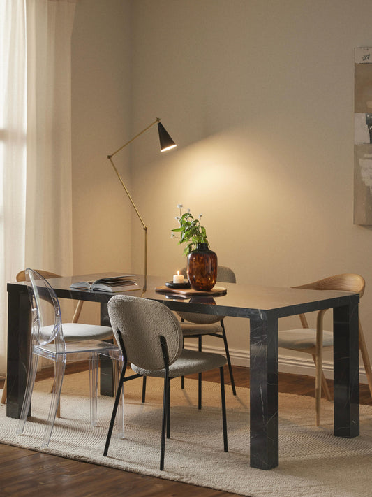 Carl Dining Table in Marble Look, Size 180 x 90 cm