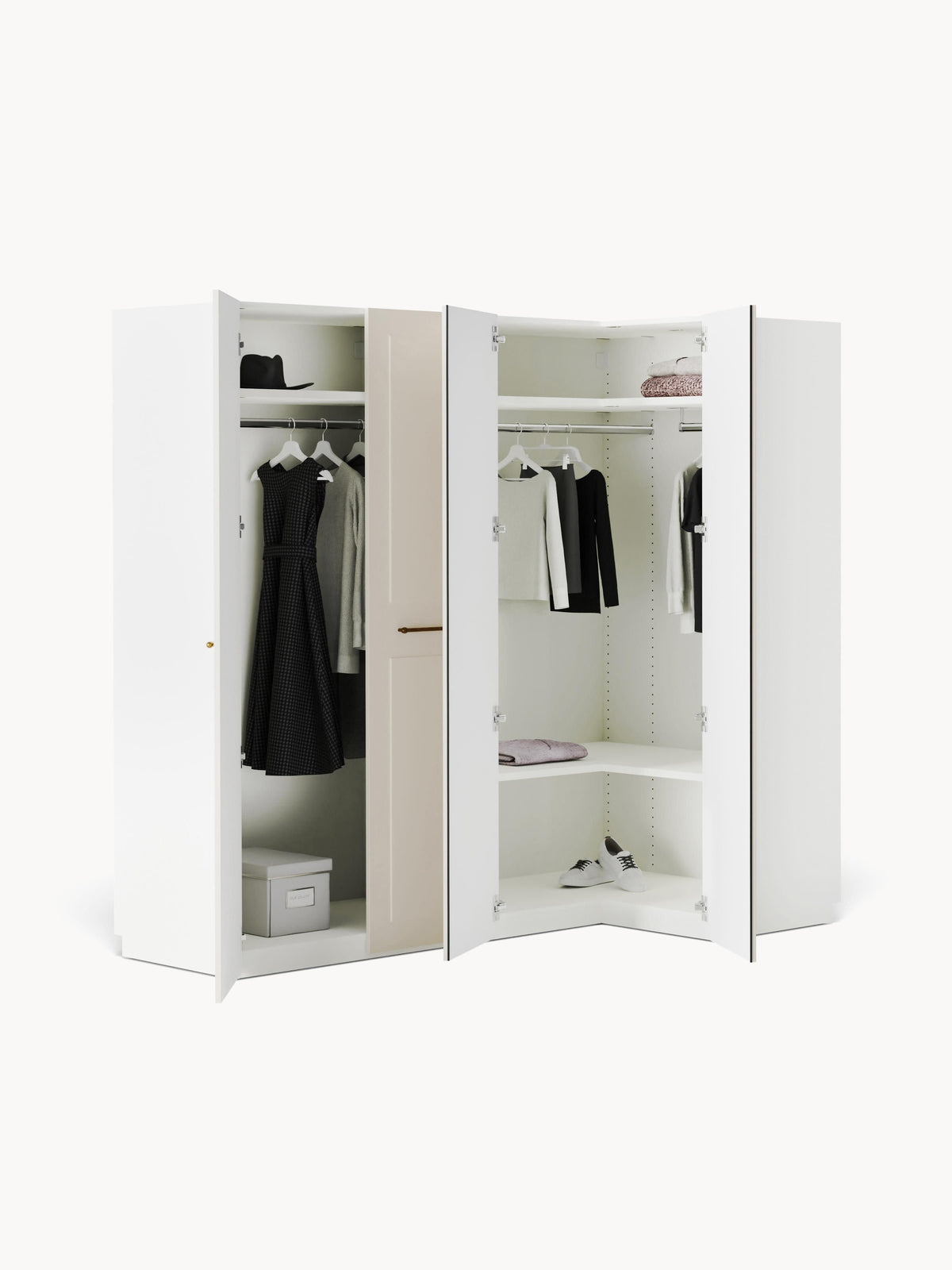 Charlotte Modular Corner Wardrobe in Various Sizes, 215 cm Wide