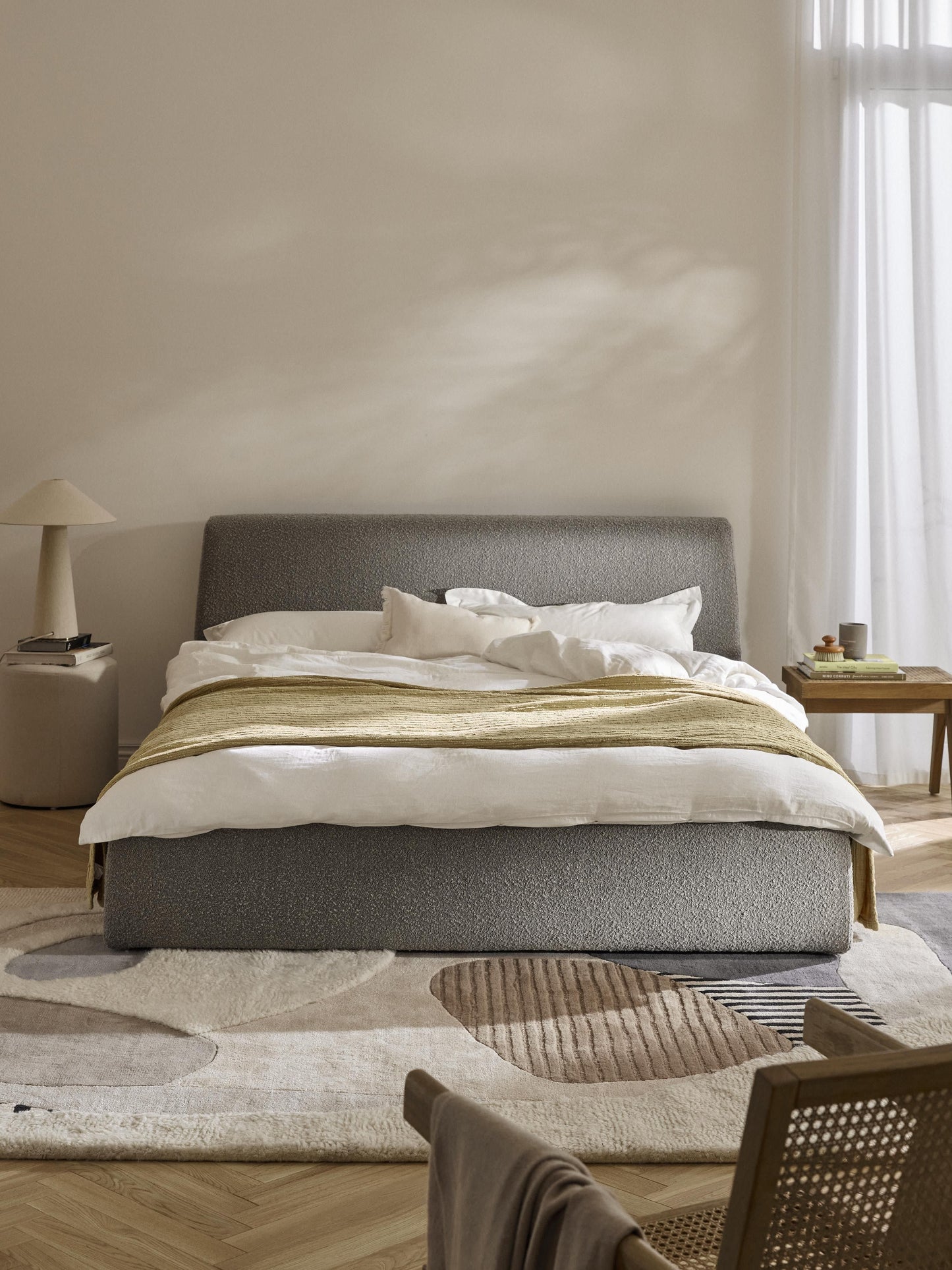 Cloud Bed in Bouclé, Upholstered