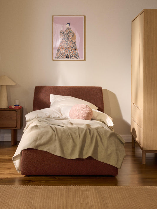 Cloud Single Bed, Bouclé, with Storage