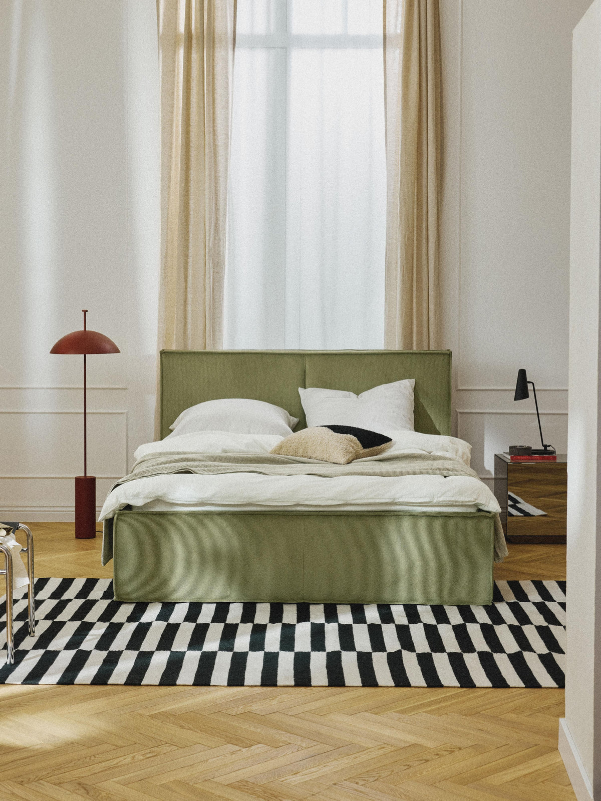 Dream Upholstered Bed in Corduroy with Storage