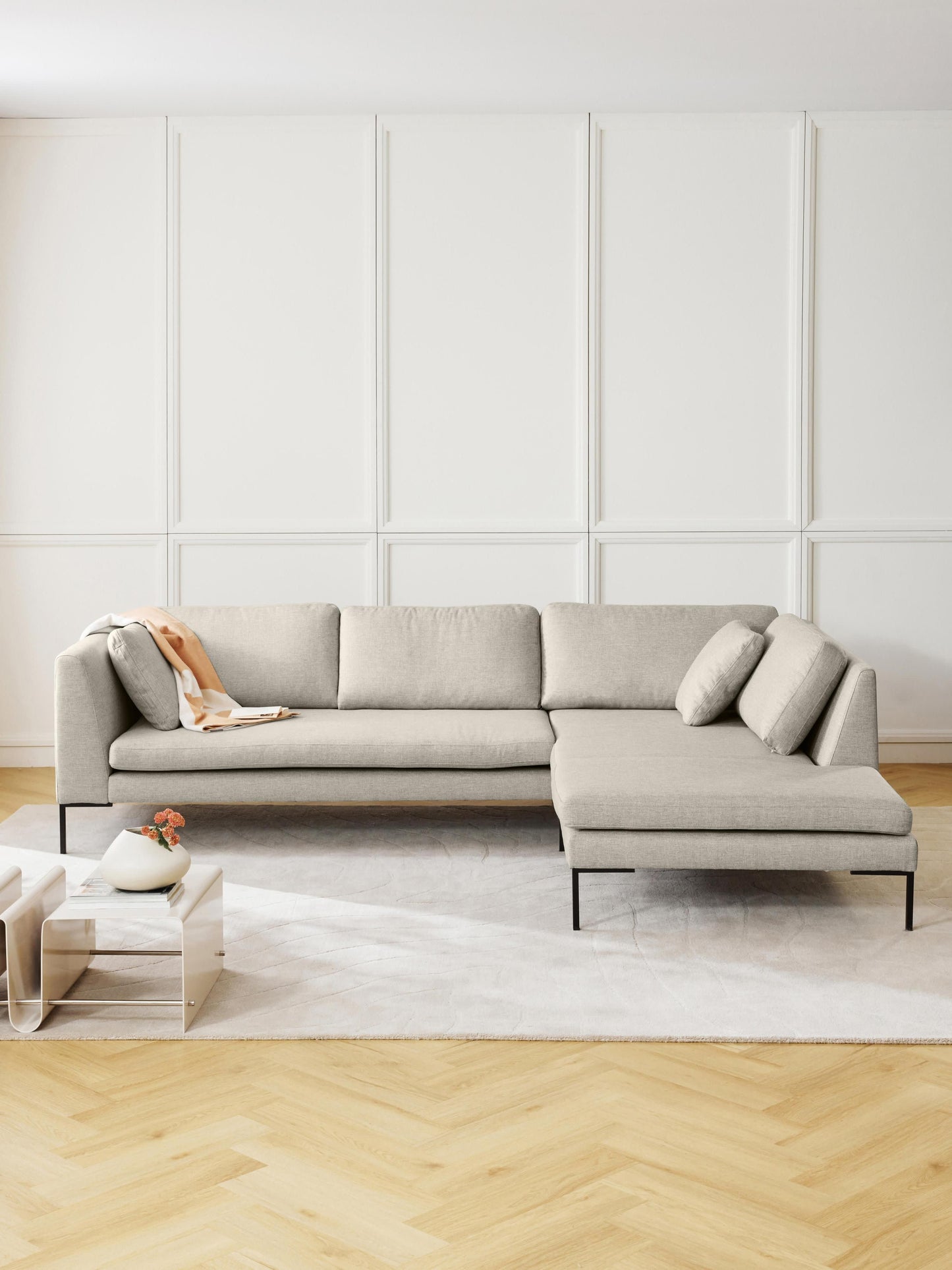 Emma Corner Couch on Metal Legs