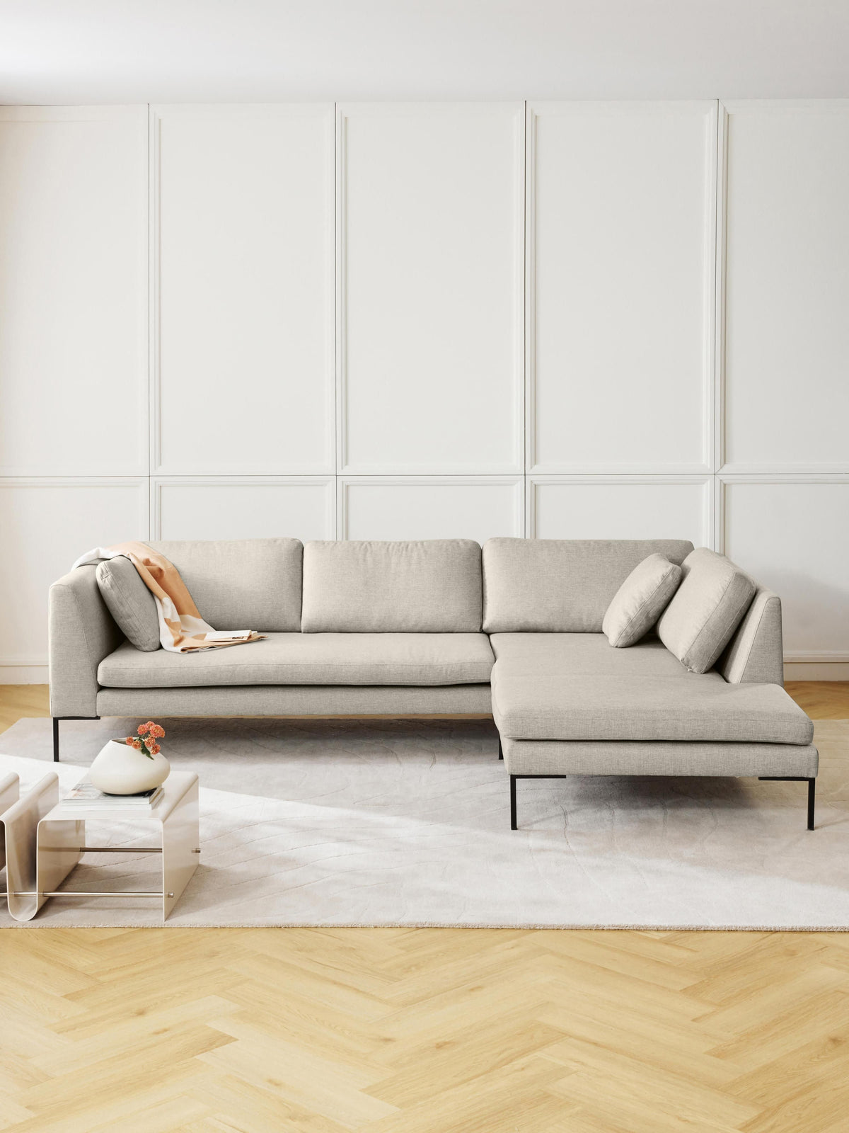 Emma Corner Couch on Metal Legs