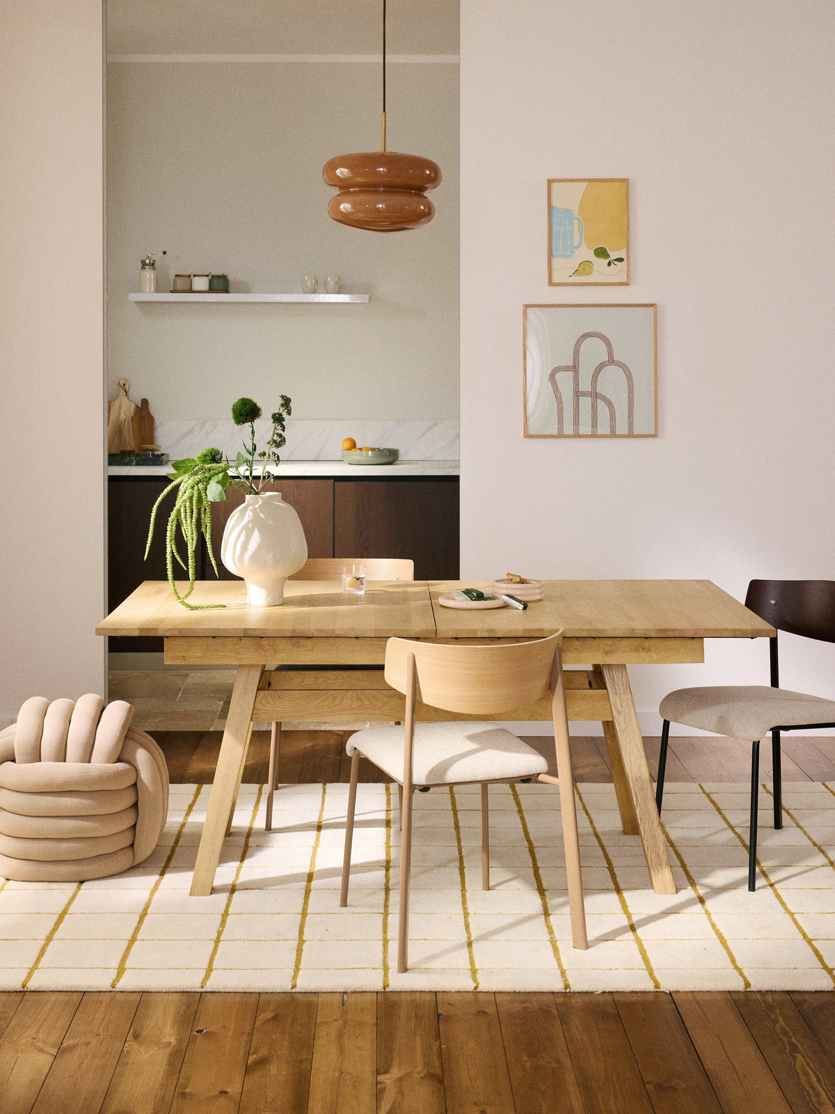 Ethan Extending Dining Table, Size 180 - 220 x 100 cm