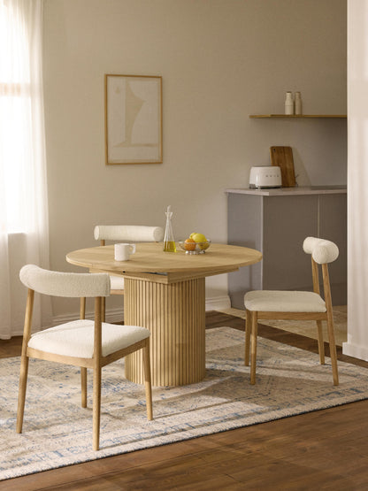 Filo Extending Dining Table with Grooved Texture, 120 - 160 x 75 cm