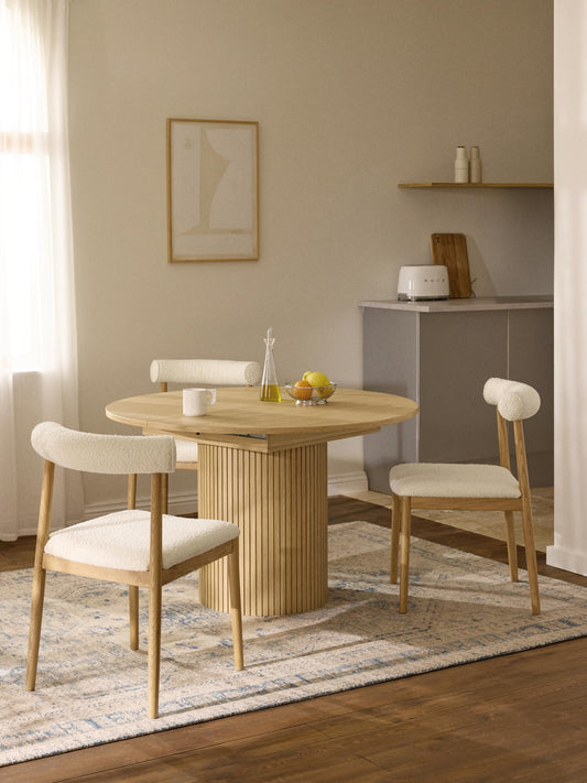 Filo Extending Dining Table with Grooved Texture, 120 - 160 x 75 cm