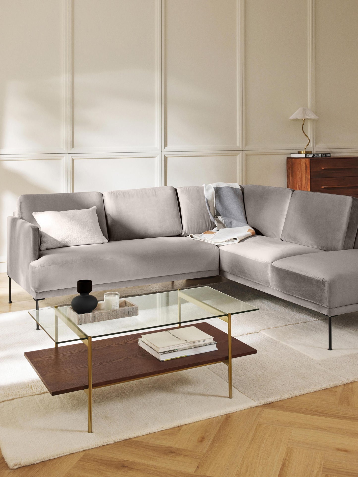 Fluente Velvet Corner Settee