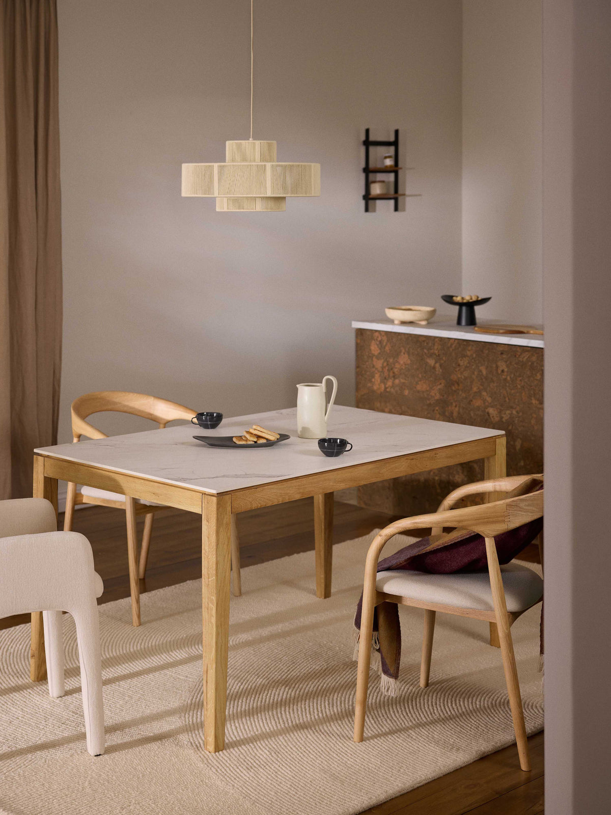 Jackson Dining Table, Tabletop in Marble Look, Available in Various Sizes