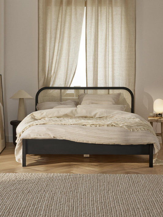 Jones Wooden Bedstead with Vienna Cane Headboard