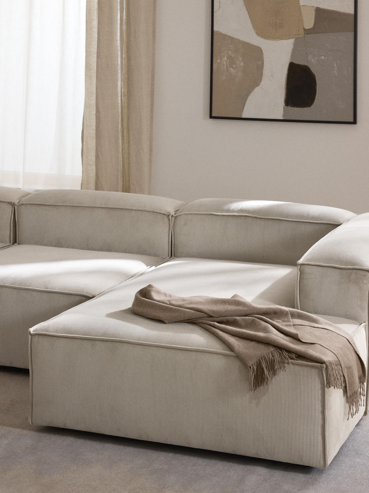 Lennon Ottoman Corner Piece in Corduroy