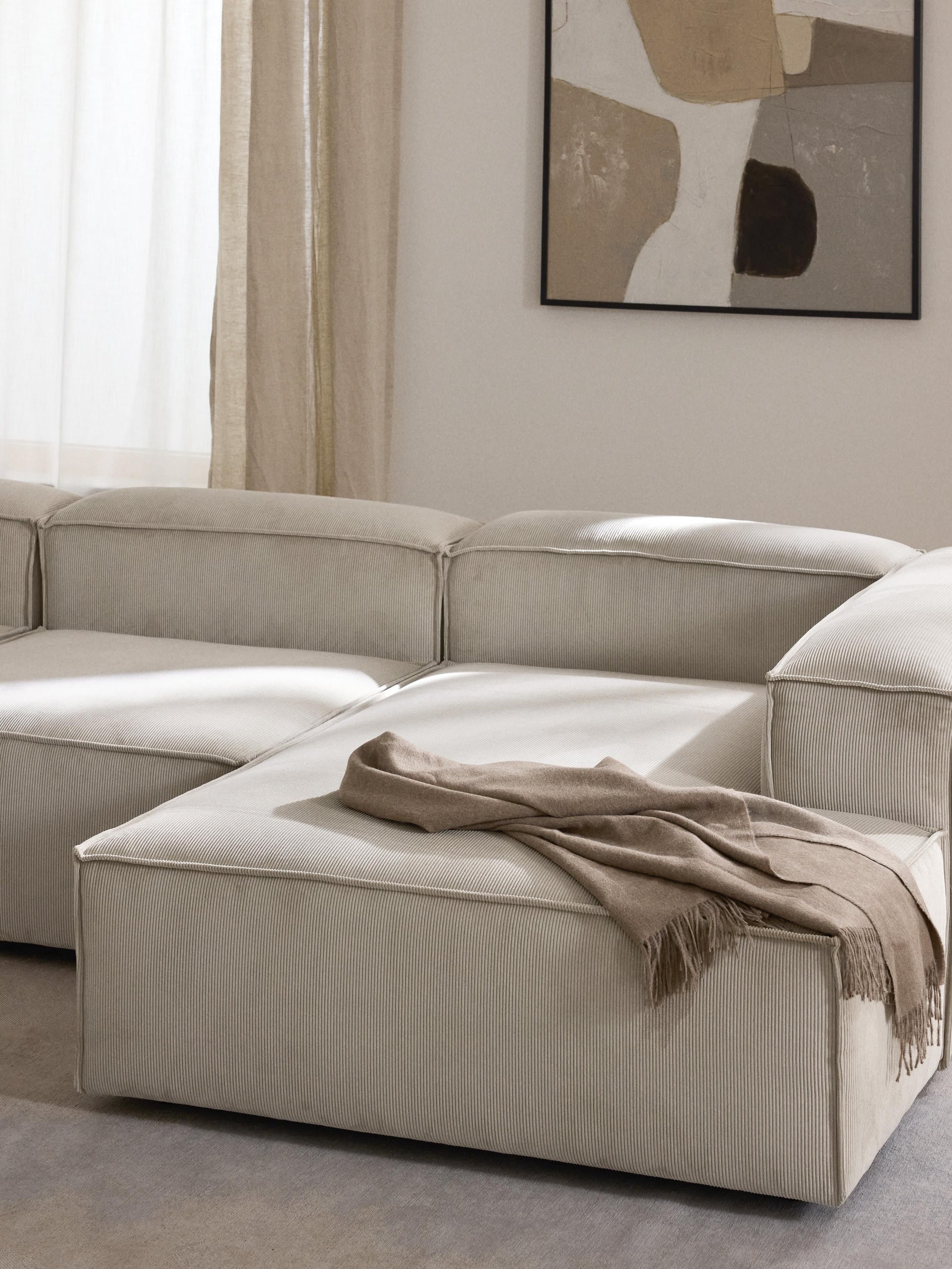 Lennon Ottoman Corner Piece in Corduroy